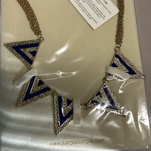 Amrita Singh blue Austrian crystal & gold tone statement necklace. NEW!